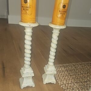 Wild Honey Nectar Candles on Cream Holders